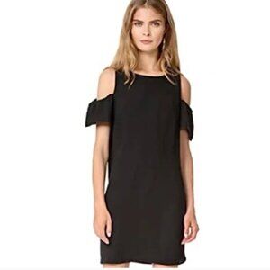 AMANDA UPRICHARD Cold Shoulder Black Silk flutter sleeve dress